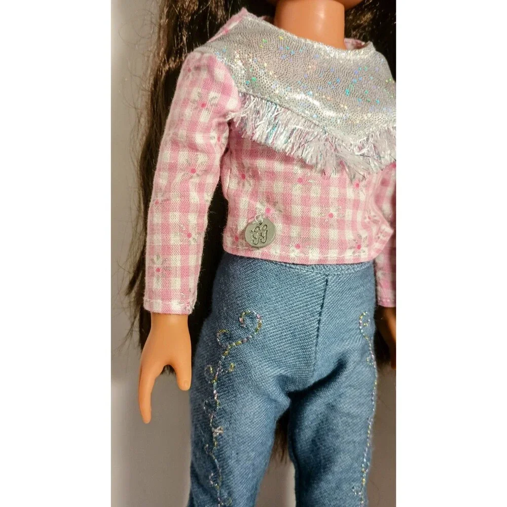 Battat 14 Inch Doll Brunette Brown Eyes Glitter Girls Jeans Cowboy Boots Rodeo